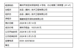 辦公樓第二層房屋（41㎡）招租結(jié)果公示