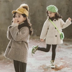 女童羊羔毛外套装新款儿童韩版女孩洋气加厚中长款2019秋冬