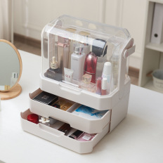 化妆品收纳盒手提箱便携置物架家用防尘桌面大容量欧式护肤品 