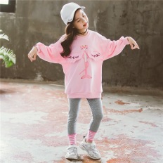 女童套装春秋装新款韩版儿童装网红洋气粉红豹时髦卫衣两件套