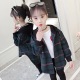 女童外套新款秋装韩版洋气小女孩褂子宽松连帽格子儿童装外衣_0