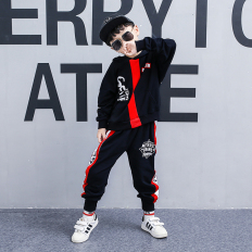 新款韩版男童秋装套装儿童街舞服中大童连帽卫衣两件套潮