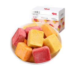【百草味 一块果汁】 冻干果粒果汁块54g草莓脆冻干草莓水果干网红零食小吃
