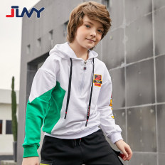 JLNY男童长袖T恤秋季新款欧美潮运动中大童连帽卫衣