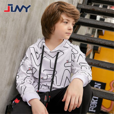 JLNY男童卫衣秋季新款印花时尚运动童装连帽长袖T恤