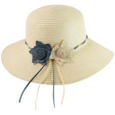 夏季折叠遮阳防晒太阳帽子时尚大檐盆帽女款草帽礼帽旅游沙滩帽子