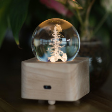 许愿树水晶球音乐盒木质八音盒情人节生日礼物