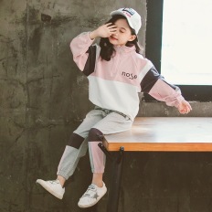 女童秋装套装新款儿童运动拼接网红洋气衣服中大童韩版两件套