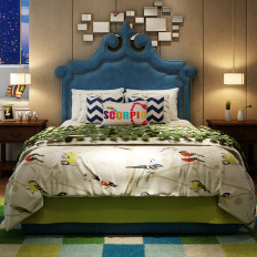 美式现代轻奢儿童床 布衣雕花公主床 颜色可定制