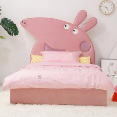 轻奢美式儿童床 卡通佩奇床 绒布儿童床 颜色可定制