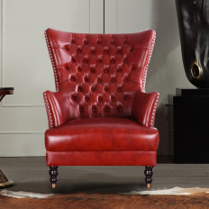 美式老虎椅  真皮单人复古沙发椅 高背老板椅 颜色尺寸可定制