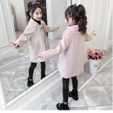 女童毛呢外套中长款加厚新款大童秋冬洋气韩版儿童妮子大衣