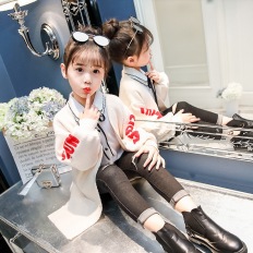 女童外套春秋装新款韩版中长款儿童洋气女孩时尚针织开衫毛衣