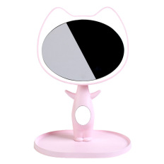 KISS猫创意LED化妆镜台灯高清折叠便携梳妆镜学生宿舍带灯公主镜 