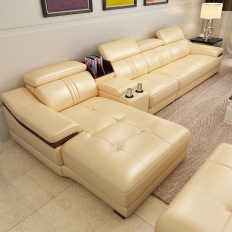 优质真皮沙发可调节头靠中厚皮沙发组合整装家具