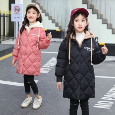 女童冬装棉衣新款女孩韩版中长款棉袄中大童洋气棉衣加厚外套