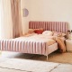 美式绒质布艺现代简约床 美式轻奢实木床 颜色可定制_3