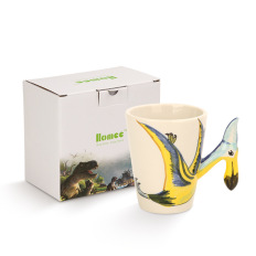 3D立体恐龙水杯手绘陶瓷杯动物杯彩绘马克杯咖啡杯卡通水杯彩盒装 