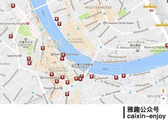巴塞尔博物馆地图,感受一下这密密麻麻分布,这还只是部分