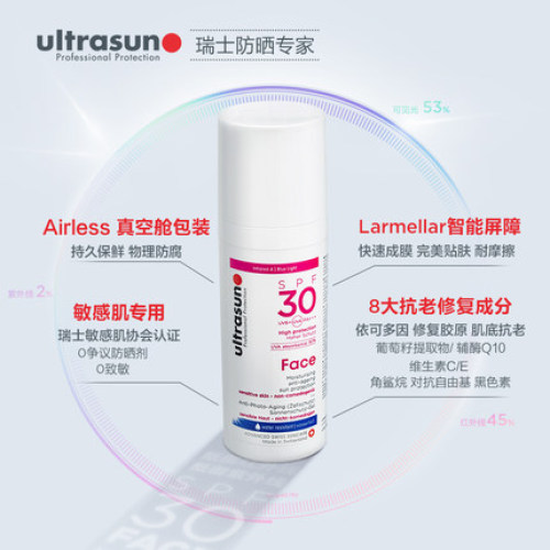 ultrasun优佳面部抗老防晒乳小粉瓶SPF30 30ml敏感肌优选通勤防晒