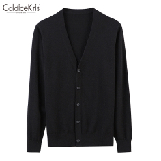 CaldiceKris （中国CK）时尚商务羊毛混纺开衫男男装款秋休闲纯色长袖宽松针织毛衣CK-FSHQ11